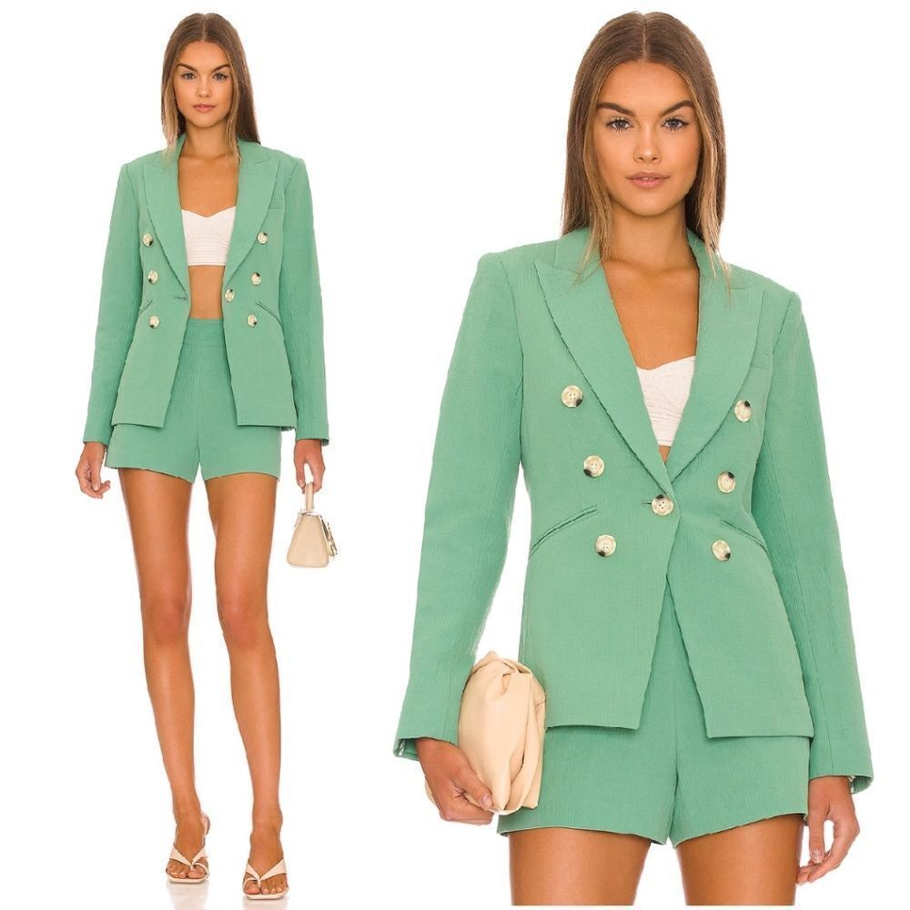 Veronica Beard Emsley Green Linen Blazer Jacket